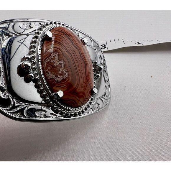 Western Belt‎ Buckle With Semi Precious Stone Silver Tone - Picture 1 of 3